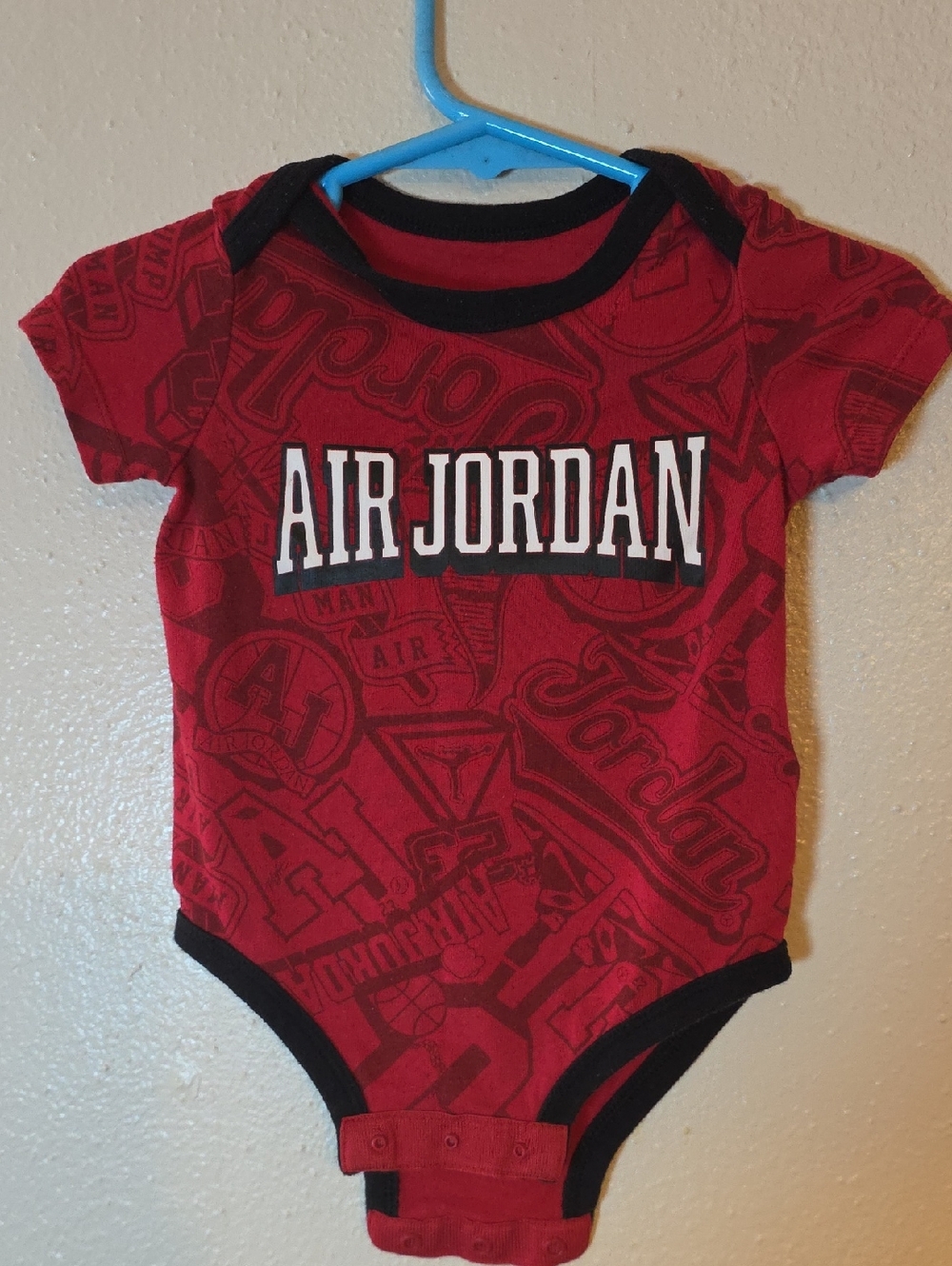 Air Jordan Red Baby One Piece with Jumpman Logo 6 Mo